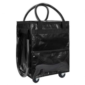 Chariot de courses pliable en polyester à motif géométrique, portable, avec fermeture éclair, pour la vente en gros - Product Image 1