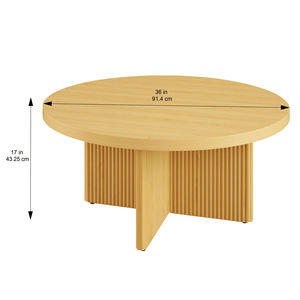 Mesa de almacenamiento redonda de madera, simple y elegante, adecuada para la decoración de la sala de estar del hogar, mesa de centro baja para el suelo. - Product Image 4