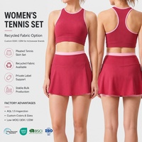 Ensemble de tennis personnalisé : Soutien-gorge de sport côtelé dos nageur avec bordure contrastante, bande élastique sous le buste, jupe intégrée à poches et fente latérale – Tenue de tennis