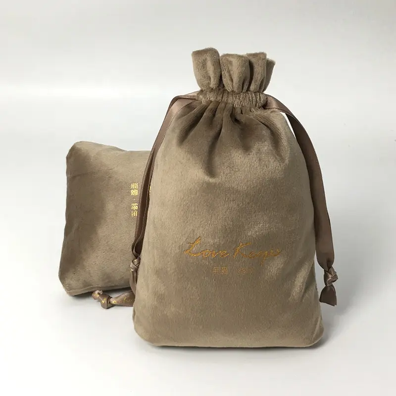 Pochette en tissu de velours doux imprimée avec logo personnalisé sac d'emballage en velours à cordon recyclable