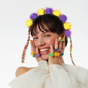 Mardi Gras Colorful Hair Band Holiday Decorative <b>Pom</b> <b>Pom</b> Hair Accessories Golden Onion Hairball Hair Bands - Product Image 3