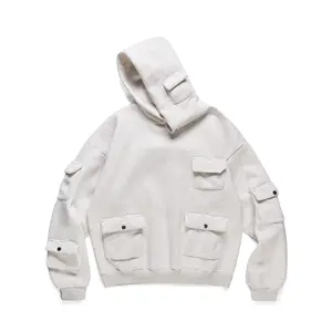 Nieuwe Stijl Multiplayer Driedimensionale Pocket Trui Mannelijke Straat Losse Oversized Effen Kleur Bedrukte Hoodies Voor Mannen