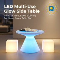 Table Basse Moderne COOLQING, Tabouret Cube avec Éclairage LED RGB à Changement de Couleur pour Cuisine, Salle à Manger, Bar - Résistant à l'Eau