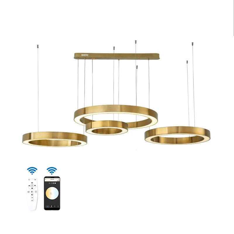 NEW Popular Welcomed Design Style Glass Gold Industrial Chandelier Pendant Ring Light Led