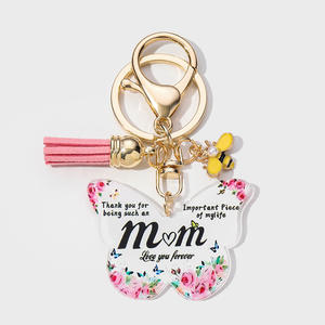 Llavero de Mariposa con la Frase "Nunca olvides que te quiero", Colgante Floral Acrílico con Borla y Dije de Abeja para Bolsos y Uso Diario - Product Image 4