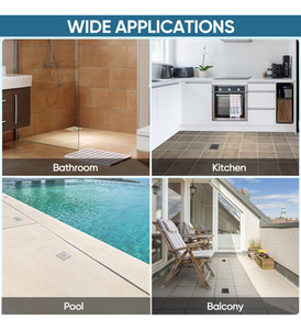 Trench Drenaje de acero inoxidable entre baldosas Marca de agua clásica Azulejo cuadrado Insertar Desagüe de suelo para ducha Baño - Product Image 6