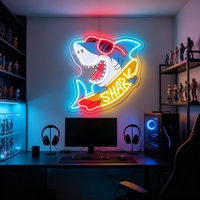 Enseigne néon personnalisée en forme de requin, rétroéclairée, à fixation murale, pour centres commerciaux et parcs, directement de l'usine