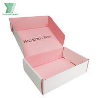 Boîte d'emballage de vêtements en papier ondulé rose personnalisée, recyclage environnemental, boîte d'expédition pour ensemble de bijoux
