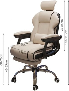 Chaises de bureau ergonomiques en cuir confortables avec protection dorsale, idéales pour la sieste et le massage, chaises de direction - Product Image 3