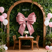 Grand nœud en velours rose fait main pour mariage, fête, Noël, Saint-Valentin, fête des pères – Taille personnalisable – Décorations pour toutes les occasions