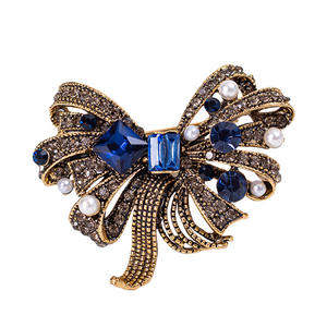 女性用金メッキ亜鉛合金高級パールボウノットブローチ結婚式婚約ギフト - Product Image 5