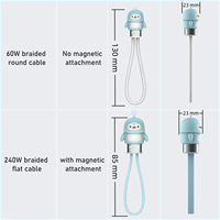 Kabel Data Lanyard USB C ke Type C Pendek Grosir Baru 2026, Ringan, Silikon, Motif Penguin untuk iPhone 18 15 Samsung Galaxy A17 S23