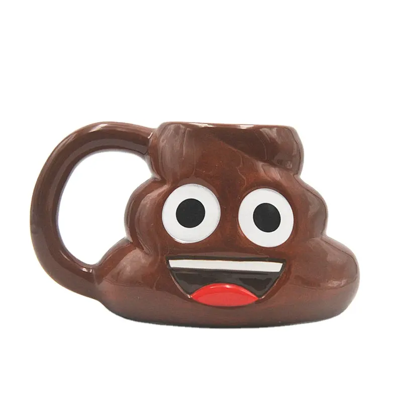 Taza de café marrón, creativa, 3D, diseño de caca, cerámica