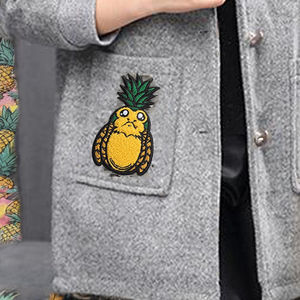 लोहे पर कस्टम 3D कार्टून पशु फल अनानास लोगो कशीदाकारी सेनील पैच कपड़ों के लिए - Product Image 2