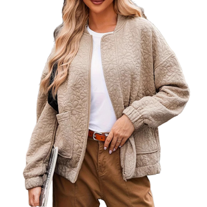 Chaqueta de moto para mujer, otoño/invierno, con cremallera, cuello alto, transpirable, estampada, de manga larga - Product Image 1