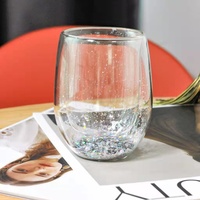 Tasse en verre personnalisable, double couche, doublée de paillettes, pour noël, avec impression flocons de neige, à café, nouveau Style, 1 pièce