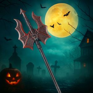 <b>Decor</b> Simulated Weapons <b>Halloween</b> Devil Spear Weapon for Cosplay Performance Red Black Bat Wing Trident Prop - Product Image 2