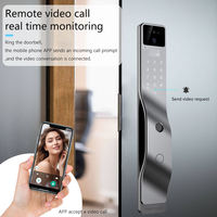 Serrure de porte intelligente en bois OEM Tuya avec interphone vidéo, reconnaissance faciale, empreinte digitale et mot de passe pour porte principale