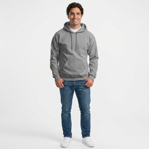 Sweat-shirts à capuche en coton personnalisés avec logo imprimé, décontractés, de luxe, en molleton, broderie en vrac, lourds, unis, pour hommes - Product Image 1
