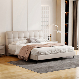 Juego de Muebles de Dormitorio Completo con <span class=keywords><strong>Cama</strong></span> Doble Moderna de Lujo y Cabecero Acolchado Suave <span class=keywords><strong>Estilo</strong></span> Princesa con Almacenamiento - Product Image 1