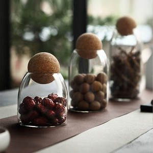 Boule de liège pot en verre sans plomb avec couvercle, réservoir de stockage de bouteilles boîtes de thé scellées céréales bocaux de stockage transparents café contient - Product Image 6