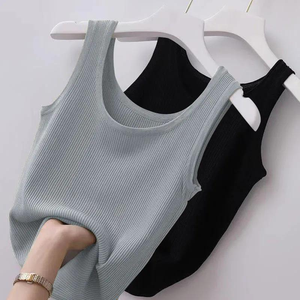 Maßgeschneiderte Sommer Damen Casual Atmungsaktive Spandex/Polyester Stretch Rippstrick Perlen Strass Pailletten Verzierte Kurze Tanktops - Product Image 5