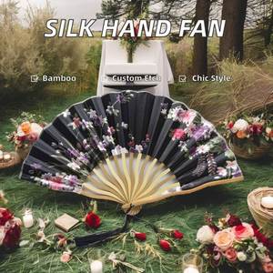 Elegantes Abanicos Plegables de Seda Blanca, Estilo Artístico Folclórico, Regalo de Boda, Material de Bambú con Diseño Pintado y Grabado, Nuevo y Personalizado - Product Image 2