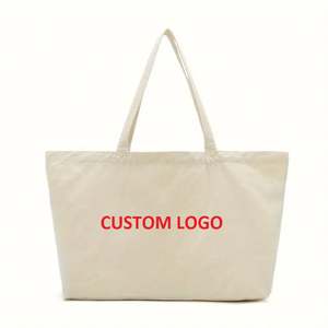 Bolsas de Compras de Lona de Algodón Reutilizables con Logotipo Personalizado al por Mayor, con Bolsillo Interior con Cremallera - Product Image 3