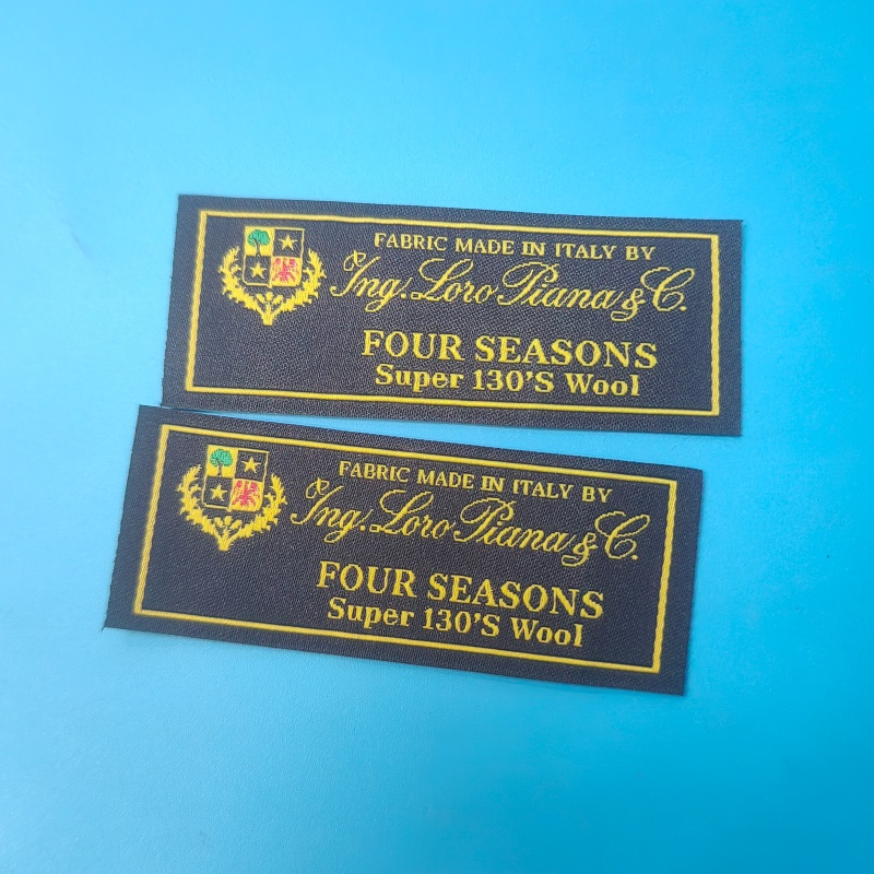 Eco-Friendly Damask Neck Woven Labels for Clothing Custom Textile Woven Tags with Laser Cut Edges Silk Screen Printing