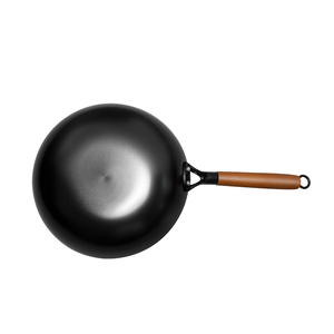 Wok <span class=keywords><strong>en</strong></span> fonte de 30 cm, épaisseur 3-4 mm, nitridé, pour cuisson chinoise, idéal pour usage extérieur – Vente directe usine - Product Image 2