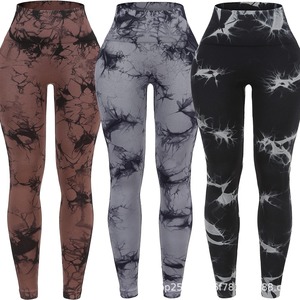 Legging <span class=keywords><strong>de</strong></span> Yoga Femme Taille Haute Effet Pêche, Séchage Rapide, Sans Couture, Respirant, Tie-Dye, Gainant et Galbant pour le Fitness - Product Image 1