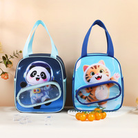 Lonchera Bento Cuadrada Divertida con Diseño de Dibujos Animados, Oxford Grueso, Portátil, Grande y Aislada