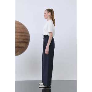 Pantalon large pour femme, taille haute, respirant, en mélange de lin, noir - Product Image 6