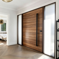 Portes pivotantes d'entrée de villa de luxe moderne, isolation acoustique, alliage d'aluminium, ouverture à battant en bois, surface finie GAAS DS-PD913 5