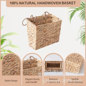 Woven <b>Hanging</b> Basket Rectangle <b>Wall</b> Mounted <b>Storage</b> Basket For Entryway Miscellaneous Items - Product Image 3