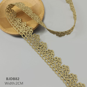 Nuevo Encaje Guipure Bordado de Alta Calidad de 1.5cm, Cinta Decorativa de Encaje Dorado de Lujo para Prendas BJDB80 Dantel - Product Image 4