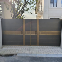 Portail coulissant moderne sur mesure de luxe avec panneaux encastrés à bande verticale, style antique, pour villa et manoir