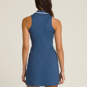 Vente en gros de jupes et tenues de tennis pour femmes, personnalisées avec logo, sexy, bleu marine, style tenniscore, séchage rapide, yoga, fitness, extérieur, en nylon - Product Image 3