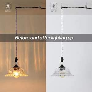 Luminaire suspendu SIMIG pour escalier, salle à manger, salon, modèle moderne en verre noir, cordon de 14,7 pieds, fonction marche/arrêt - Product Image 3