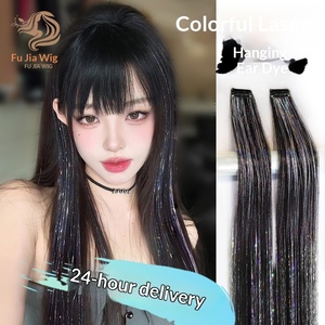 Extensions de cheveux colorées en fibres synthétiques haute température, à clipser, <span class=keywords><strong>sans</strong></span> couture, une seule pièce, pour femmes - Product Image 2