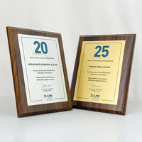 Plaque de certificat en bois plaqué or et argent avec cristal, plaques en bois MH-MJ0657
