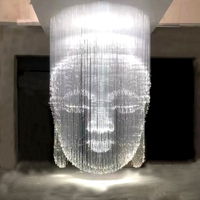 Lampe suspendue en fibre optique LED de luxe Aolier pour intérieur, hauteur réglable, idéale pour hall d'hôtel, bar, villa