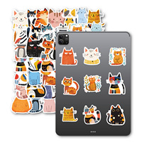 Autocollants découpés à la forme de chat mignon de dessin animé, autocollants en vinyle imperméables, pack d'autocollants Kawaii pour animaux de compagnie, pour ordinateur portable, bouteille d'eau, coque de téléphone, décoration