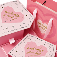 Leabon Coffret Cadeau Saint-Valentin en Forme de Cœur, Boîte à Tiroir Rose Personnalisable avec Votre Logo, Sac de Courses – Vente en Gros Direct Usine