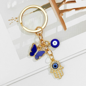 Blue Evil Eye Charm <strong>Keychain</strong> Gold Plated Crystal Rhinestone Butterfly Heart Hamsa Hand Lucky Amulet Bag Charm Jewelry Gift - Product Image 3