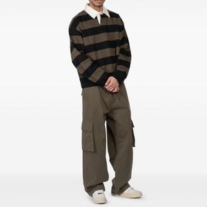 High Quality <b>Mens</b> Color Blocking Stripe Polo Shirts 100% Cotton Loose Fit <b>Long</b> <b>Sleeve</b> Polo <b>Tshirts</b> for <b>Men</b> - Product Image 4