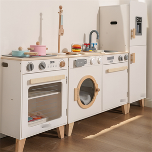 Cuisine en bois de simulation pour enfants, ensemble de jeu de rôle avec four et lave-vaisselle - Product Image 4