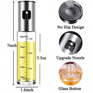Bouteille pulvérisateur d'huile d'olive en verre de 100 ml avec échelle graduée pour la cuisine, le barbecue en plein air, la préparation de salades, la pâtisserie et la friture - Product Image 5