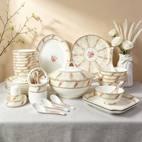 Service de table en porcelaine fine Hxglass, style européen, incrustations dorées, peint à la main, assiettes, plats et bols de luxe pour hôtels de prestige