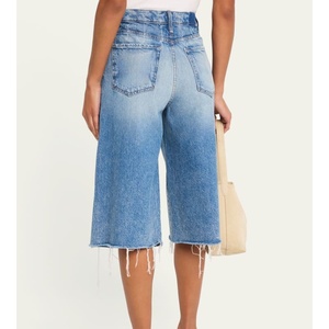 DiSai Denim Manufacturer the Damaged Raw Hem Fray Denim Culottes <strong>Shorts</strong> Over the <strong>Knee</strong> <strong>Length</strong> <strong>Womens</strong> <strong>Short</strong> Jeans - Product Image 3